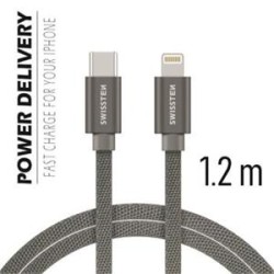 Swissten Data Cable USB-C / Lightning Textile 1,2M Grey