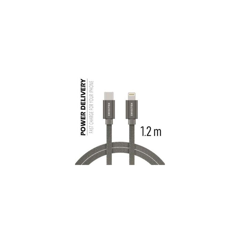 Swissten Data Cable USB-C / Lightning Textile 1,2M Grey