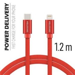 Swissten Data Cable USB-C / Lightning Textile 1,2M Red