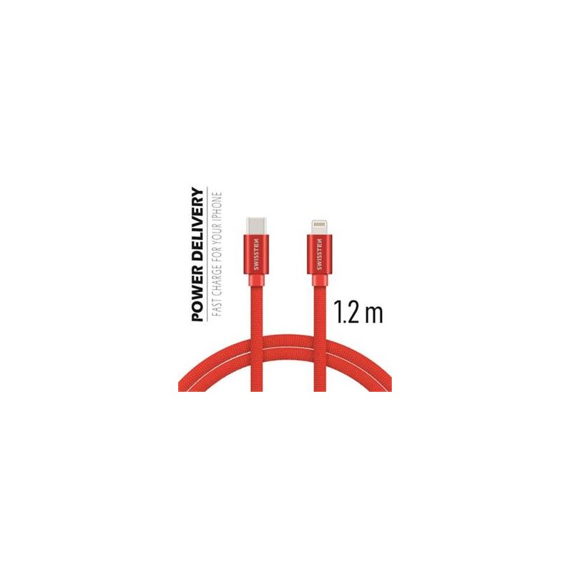 Swissten Data Cable USB-C / Lightning Textile 1,2M Red