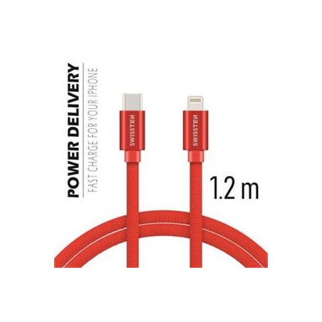 Swissten Data Cable USB-C / Lightning Textile 1,2M Red