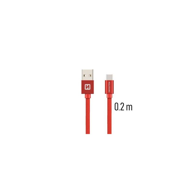 Swissten Data Cable USB / USB-C Textile 0,2M Red