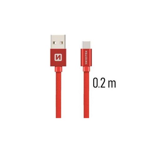 Swissten Data Cable USB / USB-C Textile 0,2M Red