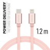 Swissten Data Cable USB-C / Lightning Textile 1,2M Pink