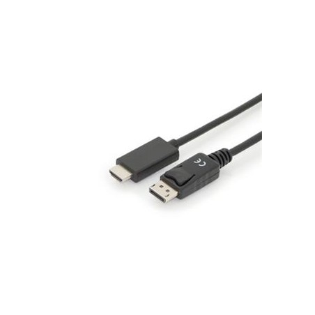 Digitus kabelový adaptér DisplayPort, DP - HDMI typ A M/M, 3,0 m, s blokováním, DP 1.2_HDMI 2.0, 4K / 60 Hz, CE, bl