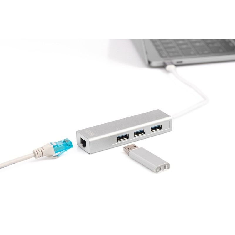 DIGITUS USB Type-C 3-Port Hub + Gigabit Ethernet