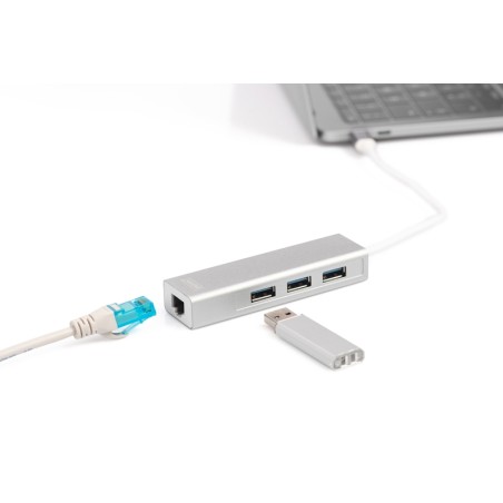 DIGITUS USB Type-C 3-Port Hub + Gigabit Ethernet