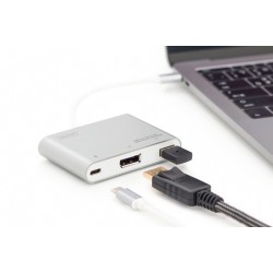 DIGITUS USB Type-C 4K DisplayPort Multiport Adapter, 3-Port