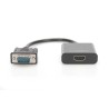 DIGITUS Převodník VGA na HDMI + zvuk (3,5 mm) Full HD (1080p), kabelový typ (15 cm), černý
