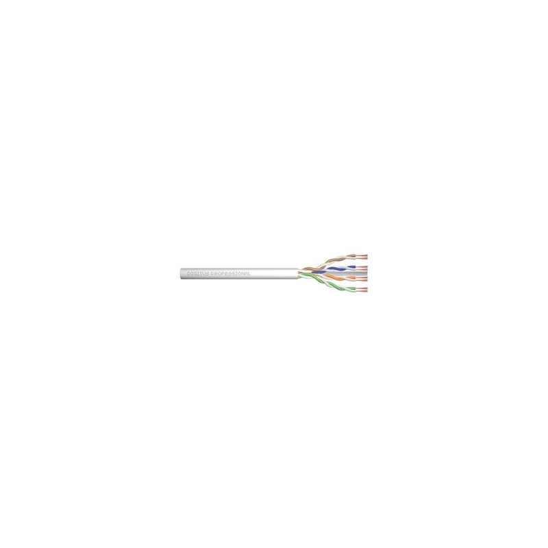 DIGITUS Propojovací kabel CAT 6A U-UTP, surová délka 100 m, papírová krabička, AWG 26/7, LSZH, simplex, barva šedá