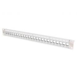 DIGITUS Modular Patch Panel, stíněný, 24 portů, 1U, Rack Mount, transp. štítek pole, šedáModular Patch Panel, stíněný, 24