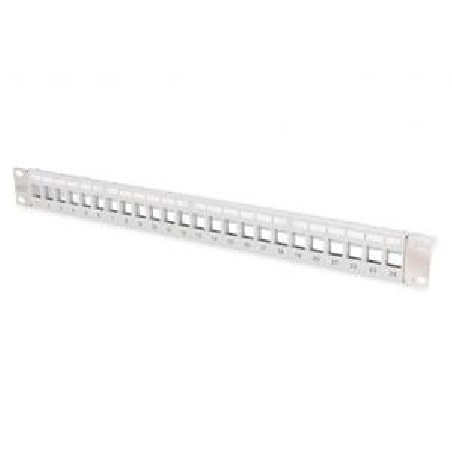 DIGITUS Modular Patch Panel, stíněný, 24 portů, 1U, Rack Mount, transp. štítek pole, šedáModular Patch Panel, stíněný, 24