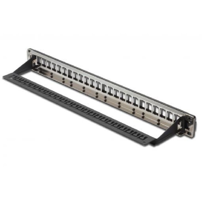 DIGITUS Modulární propojovací panel, stíněný 24 portů, Blank, 1U, Rack Mount, barevná černá průhledná pole štítků