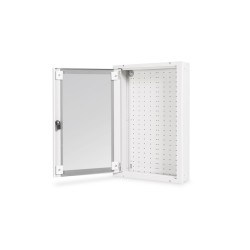 DIGITUS Skříň pro domácí automatizaci na zeď, povrchová montáž 600x400x100 mm, rámy skleněné dveře, šedá (RAL 7035)