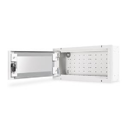 DIGITUS Skříň pro domácí automatizaci na zeď, povrchová montáž 200x400x100 mm, rámy skleněné dveře, šedá (RAL 7035)