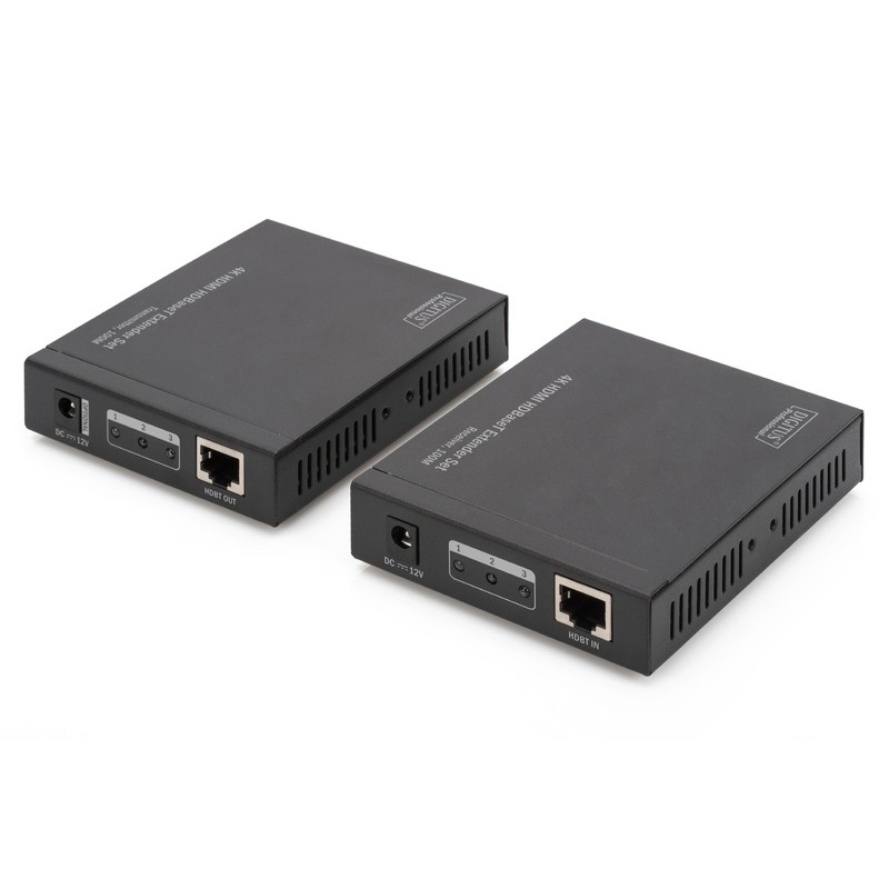 DIGITUS Sada 4K HDMI Extender, HDBaseT, UHD 4K * 2K @ 60 Hz, 100 m po síťovém kabelu (kat. 6, 6a, 7)