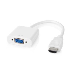 Nedis CCGB34900WT02 - HDMI – VGA Kabel | Konektor HDMI - VGA Zásuvka + 3,5mm výstup | 0,2 m | Bílá barva