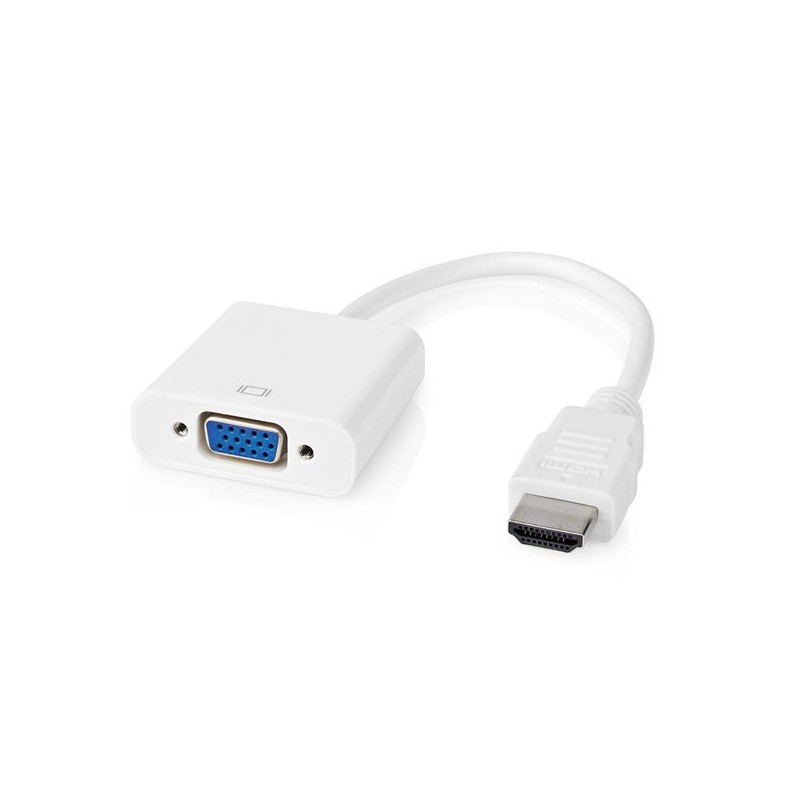 Nedis CCGB34900WT02 - HDMI – VGA Kabel | Konektor HDMI - VGA Zásuvka + 3,5mm výstup | 0,2 m | Bílá barva