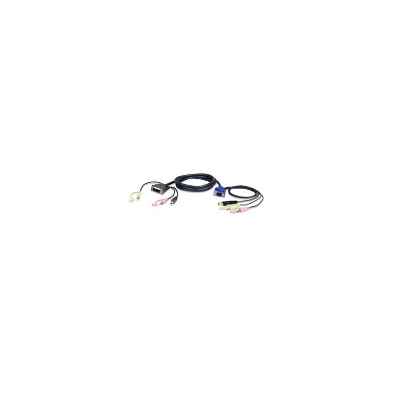 ATEN 1.8M USB VGA to DVI-I KVM Cable with Audio
