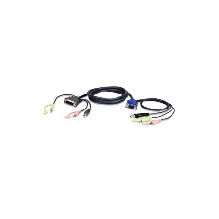 ATEN 1.8M USB VGA to DVI-I KVM Cable with Audio