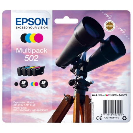 EPSON ink Multipack "Dalekohled" 4-colours 502 Ink, ČB 210, BAR 165 stran