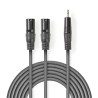 Nedis COTH15310GY15 - XLR Audiokabel | 2x XLR 3pinová Zástrčka – 3,5mm Zástrčka | 1,5 m | Šedá barva
