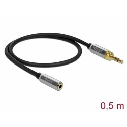 Delock Stereofonní prodlužovací kabel s tríkolíkovou zástrckou 3,5 mm na zásuvku rozmeru 6,35 mm 0,5m