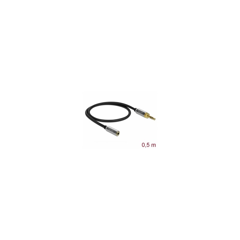 Delock Stereofonní prodlužovací kabel s tríkolíkovou zástrckou 3,5 mm na zásuvku rozmeru 6,35 mm 0,5m