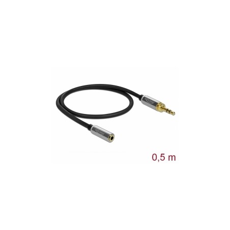 Delock Stereofonní prodlužovací kabel s tríkolíkovou zástrckou 3,5 mm na zásuvku rozmeru 6,35 mm 0,5m