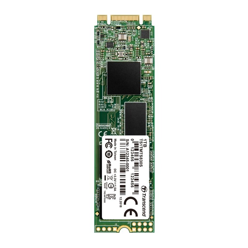 TRANSCEND MTS830S 1TB SSD disk M.2, 2280 SATA III 6Gb/s (3D TLC), 560MB/s R, 500MB/s W