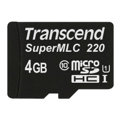 Transcend 4GB microSDHC220I UHS-I U1 (Class 10) SuperMLC průmyslová paměťová karta, 80MB/s R, 45MB/s W, černá