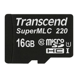 Transcend 16GB microSDHC220I UHS-I U1 (Class 10) SuperMLC průmyslová paměťová karta, 80MB/s R, 45MB/s W, černá