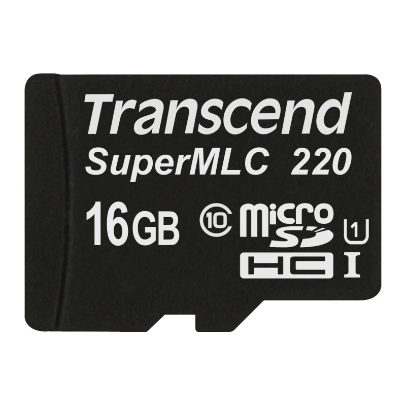 Transcend 16GB microSDHC220I UHS-I U1 (Class 10) SuperMLC průmyslová paměťová karta, 80MB/s R, 45MB/s W, černá