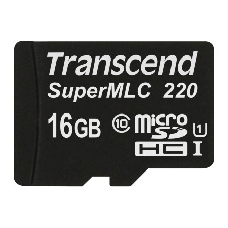 Transcend 16GB microSDHC220I UHS-I U1 (Class 10) SuperMLC průmyslová paměťová karta, 80MB/s R, 45MB/s W, černá