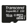 Transcend 16GB microSDHC220I UHS-I U1 (Class 10) SuperMLC průmyslová paměťová karta, 80MB/s R, 45MB/s W, černá