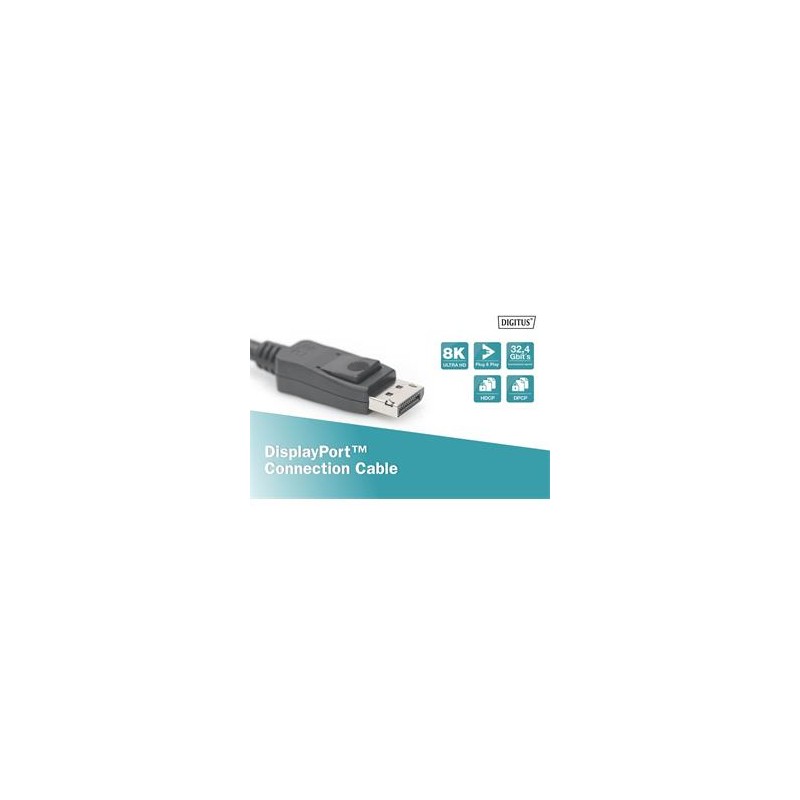 DIGITUS Připojovací kabel DisplayPort, DP M / M, 5,0 m, Ultra HD 8K, verze 1.3 / 1.4, bl