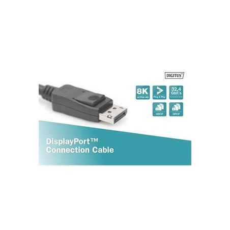 DIGITUS Připojovací kabel DisplayPort, DP M / M, 5,0 m, Ultra HD 8K, verze 1.3 / 1.4, bl