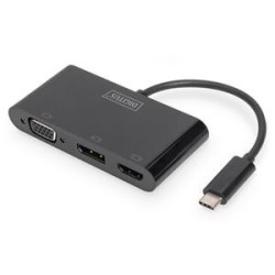 DIGITUS USB-C 3v1 adaptér pro tři monitory (HDMI, DP, VGA)