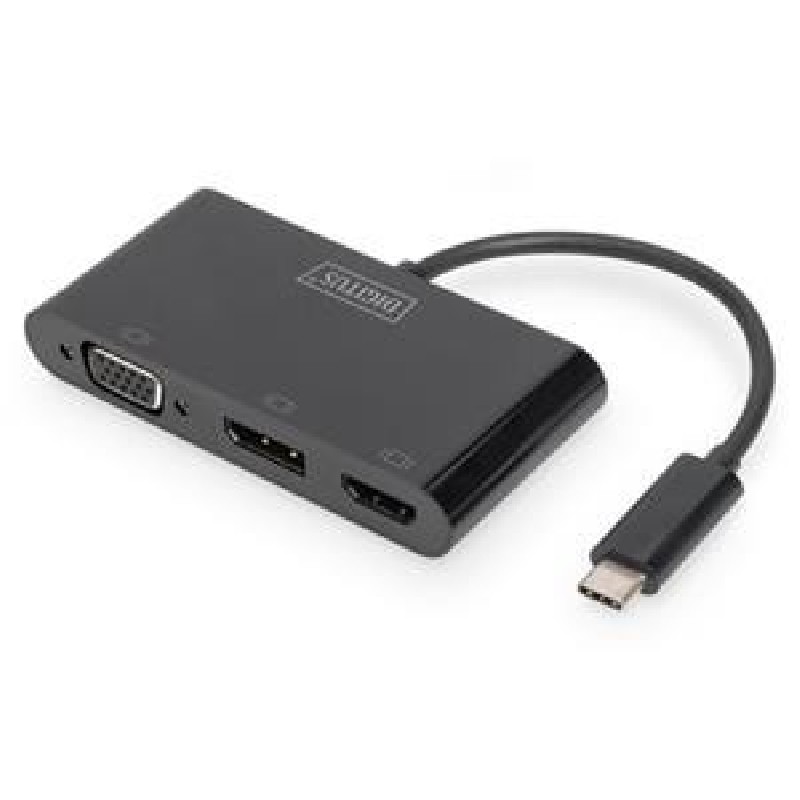 DIGITUS USB-C 3v1 adaptér pro tři monitory (HDMI, DP, VGA)
