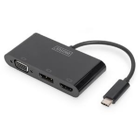 DIGITUS USB-C 3v1 adaptér pro tři monitory (HDMI, DP, VGA)