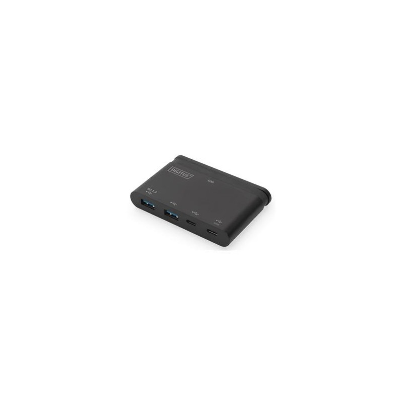 DIGITUS 4-portový USB-C hub 10G 2x USB-C Data + PD 3.0, 2x USB-A, černý