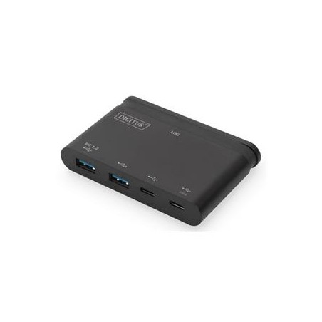 DIGITUS 4-portový USB-C hub 10G 2x USB-C Data + PD 3.0, 2x USB-A, černý