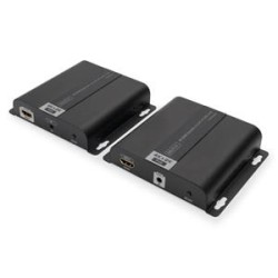 DIGITUS Sada 4K HDMI Extender přes IP / CAT 5, 6 (120 m), kompletní napájení PoE, UHD 4K/30 Hz