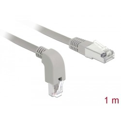 Delock Síťový kabel RJ45 Cat.5e SF/UTP pravoúhlý dolů / přímý 1 m
