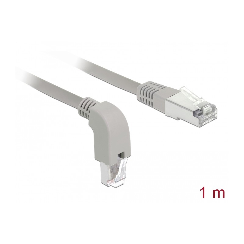 Delock Síťový kabel RJ45 Cat.5e SF/UTP pravoúhlý dolů / přímý 1 m