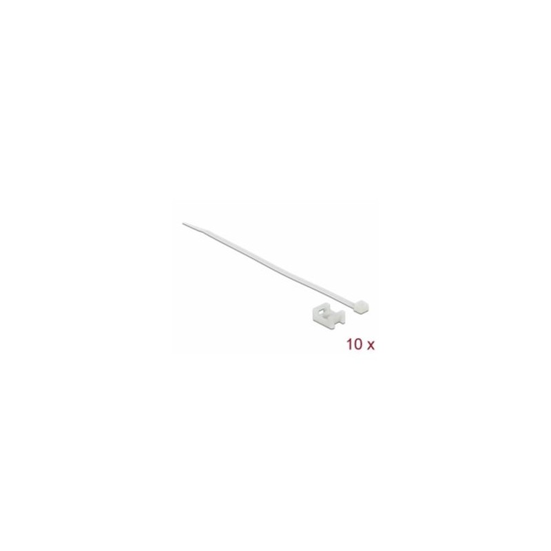 Delock Šroubová montážní sverka, 15 x 10 mm, s kabelovou upínkou, D 200 x Š 3,6 mm, bílá