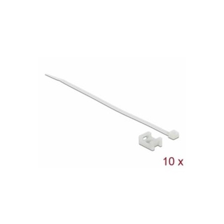 Delock Šroubová montážní sverka, 15 x 10 mm, s kabelovou upínkou, D 200 x Š 3,6 mm, bílá