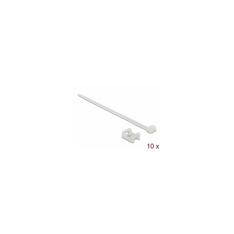 Delock Šroubová montážní svěrka, 23 x 16 mm, s kabelovou upínkou, D 150 x Š 7,2 mm, bílá