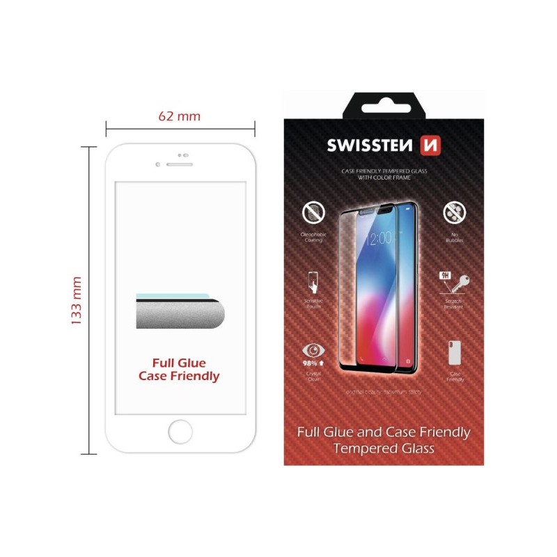 Swissten ochranné Sklo Case Friendly Apple iPhone 6/6S bílé