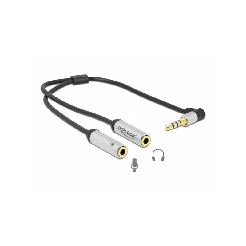 Delock Adaptér sluchátek z 1x3,5 mm 4pinového stereofonního zástrčkového konektoru na 2x3,5mm 3pinový stereofonní konekt